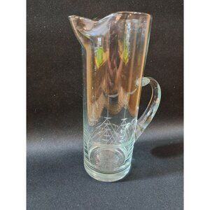 Vintage MCM Etched Ship Glass Martini Pitcher  Rezler & Howell